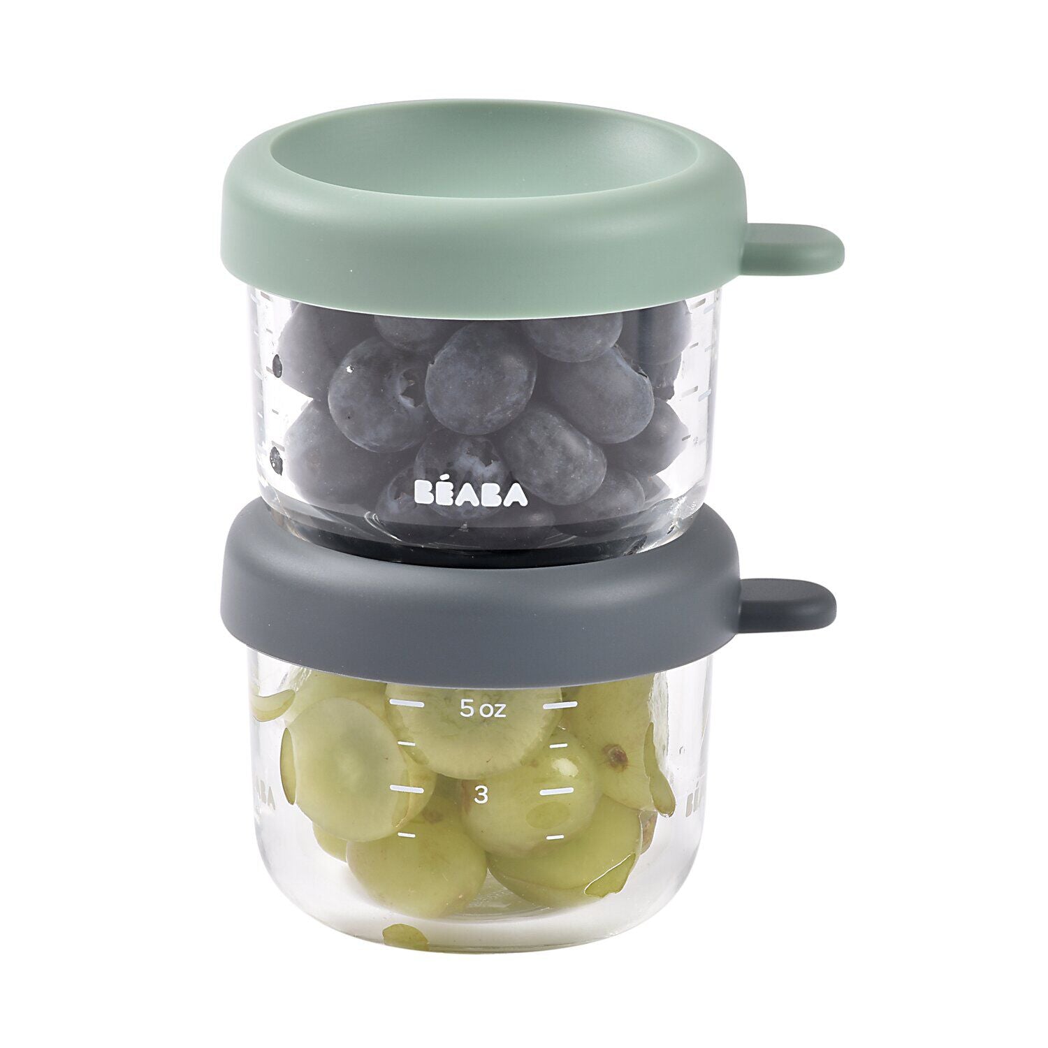 玻璃食物儲存器 150 毫升2 件裝 - 灰色/鼠尾草綠