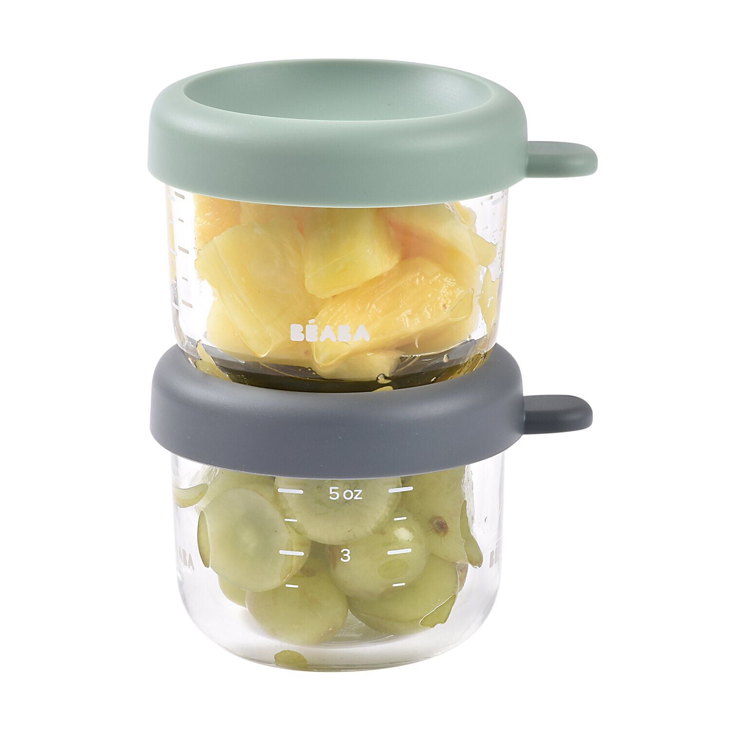 玻璃食物儲存器 150 毫升2 件裝 - 灰色/鼠尾草綠