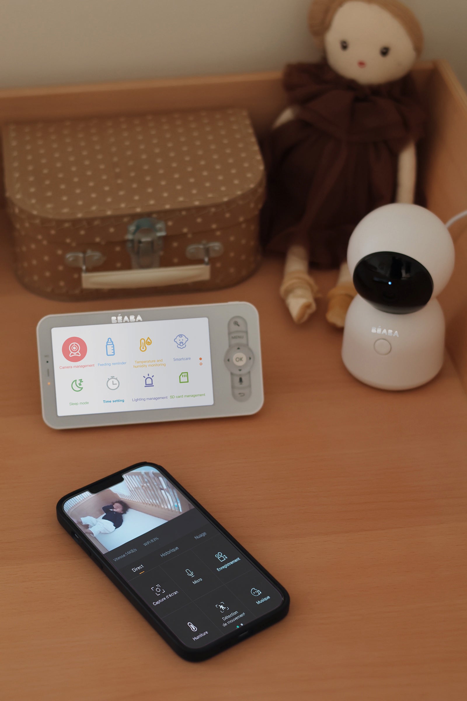 三合一禪意夜燈 WiFi 嬰兒監視器 3MP 攝影機,5 吋 HD720P 顯示器