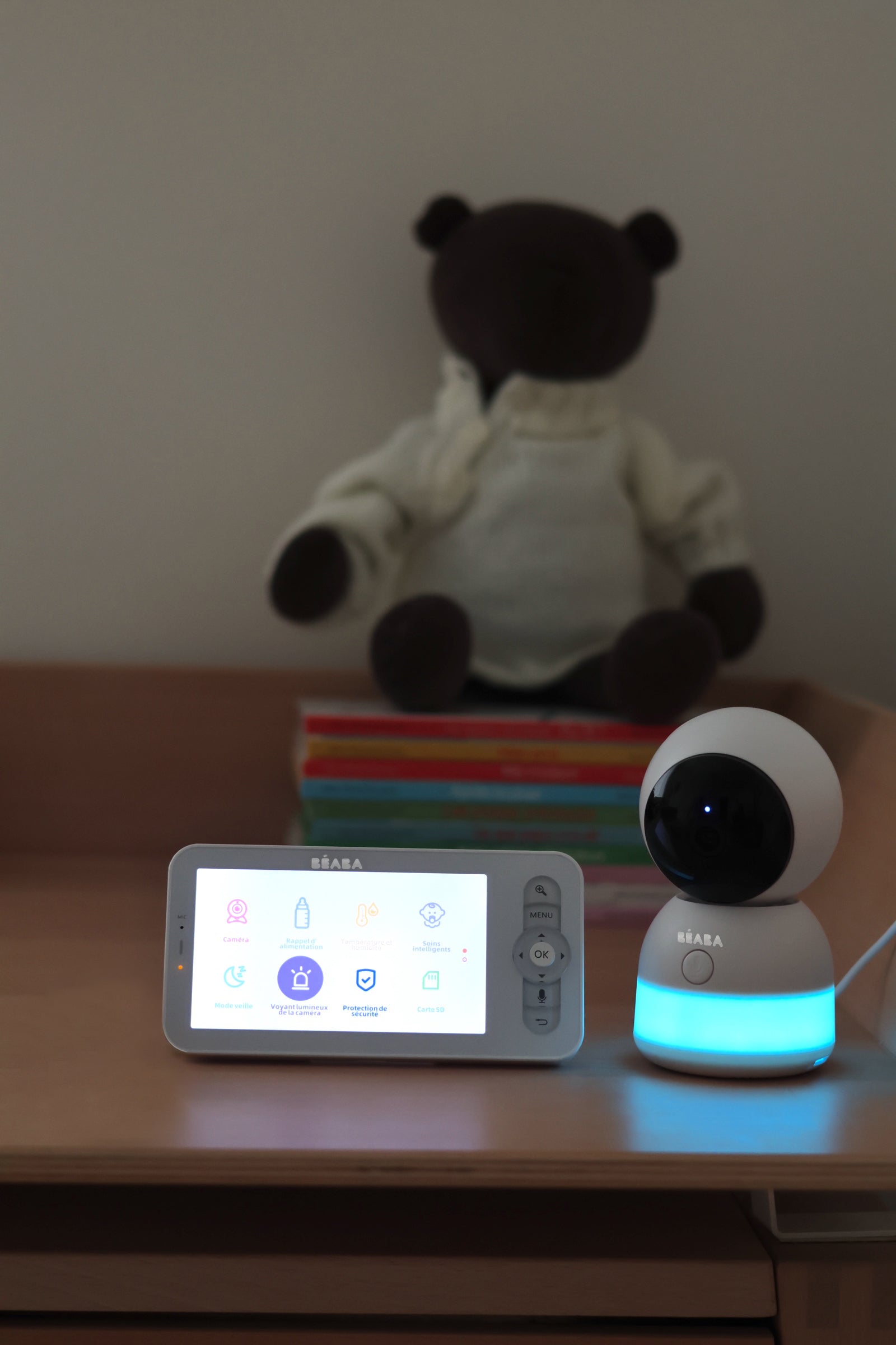 三合一禪意夜燈 WiFi 嬰兒監視器 3MP 攝影機,5 吋 HD720P 顯示器