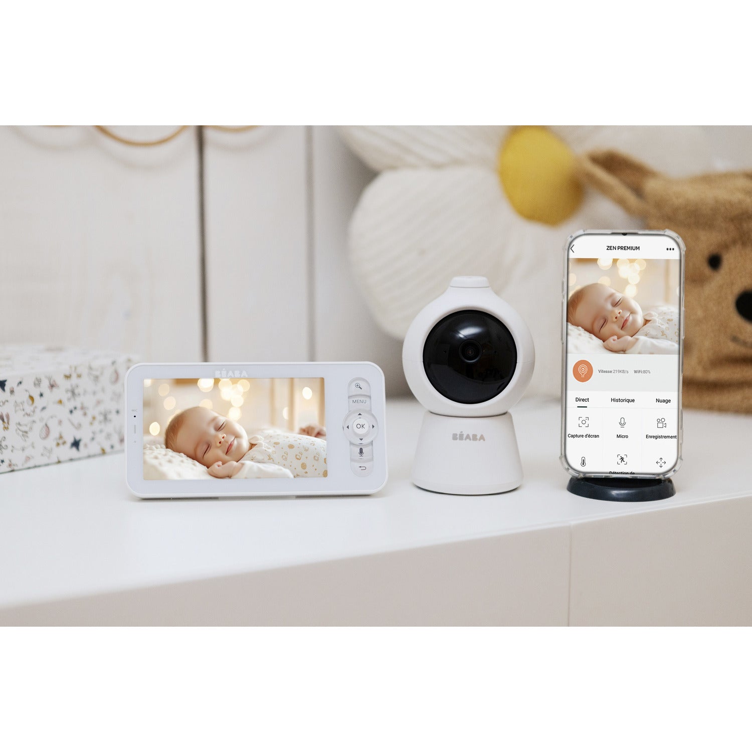 Zen Smart AI 智能嬰兒監視器 三合一 夜燈360° 雲台全景旋轉 Wifi QHD 4MP高清鏡頭 5吋720P高清屏幕