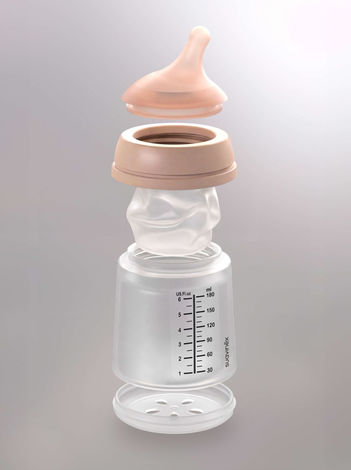 Zero Zero嬰兒奶瓶新手套裝(防脹氣可調節流量奶瓶 180 ml + 可調節A流量替換奶嘴 + 防脹氣替換奶袋)