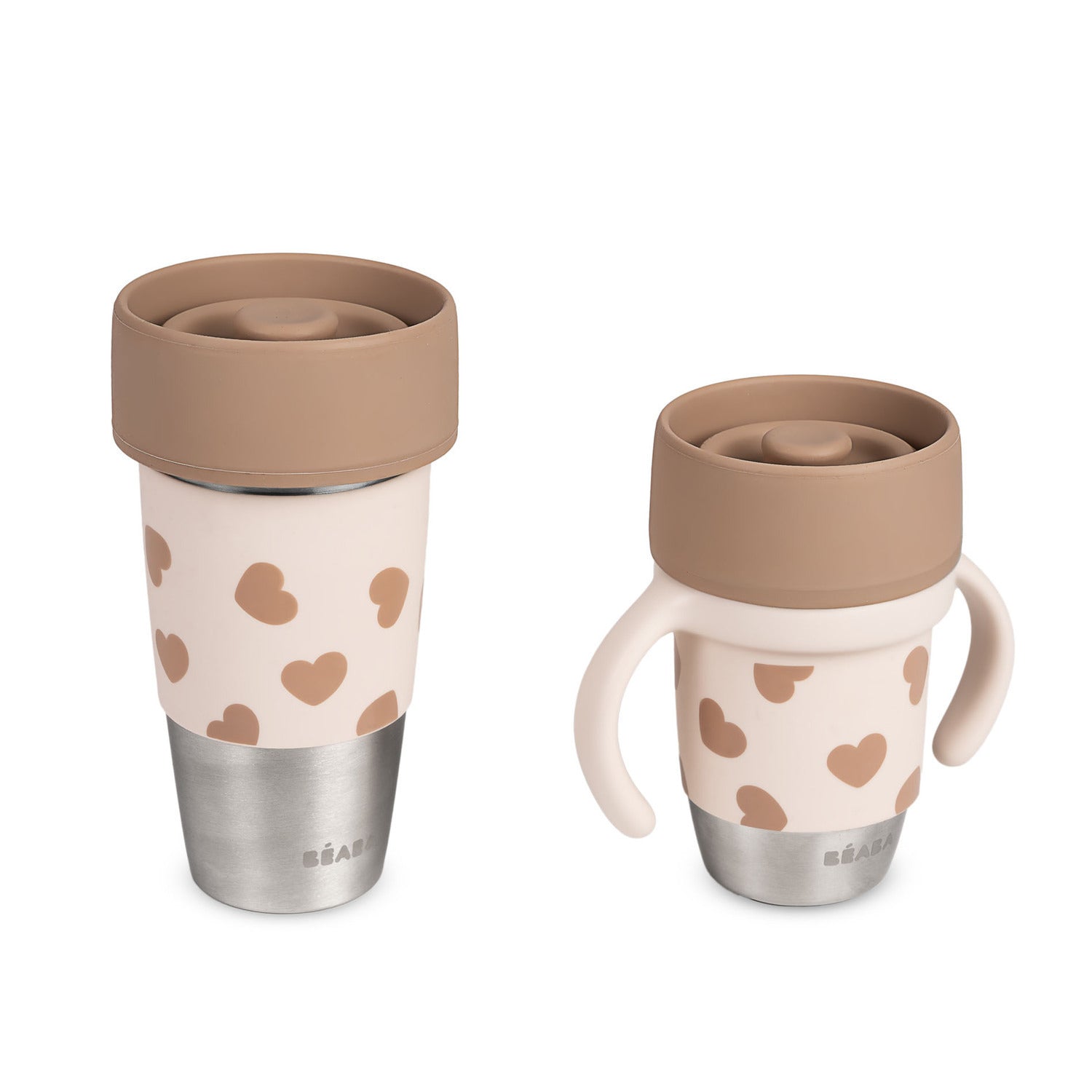 Mini & Me Click & Drink Set 2 Stainless Steel Learning Cup 240/480ml Big Love