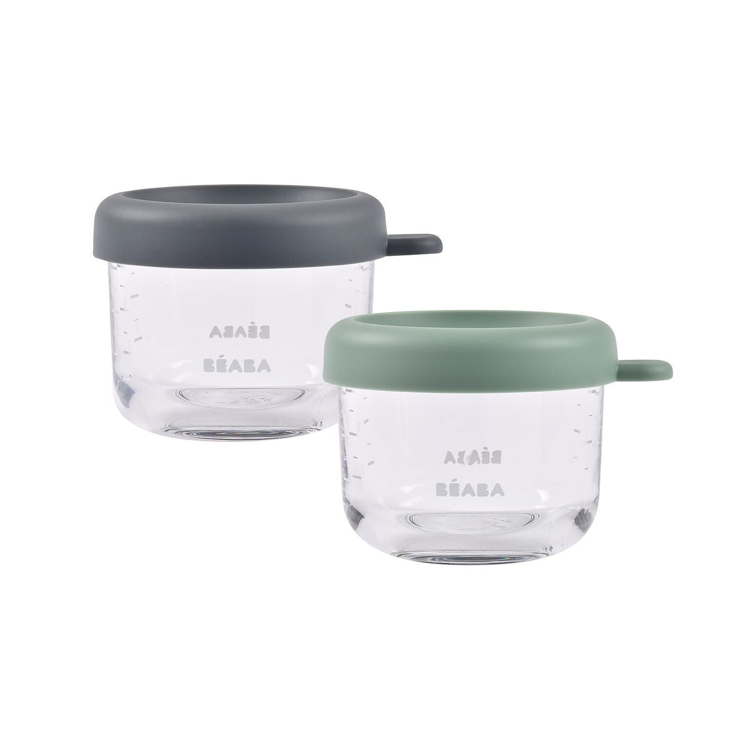 玻璃食物儲存器 150 毫升2 件裝 - 灰色/鼠尾草綠