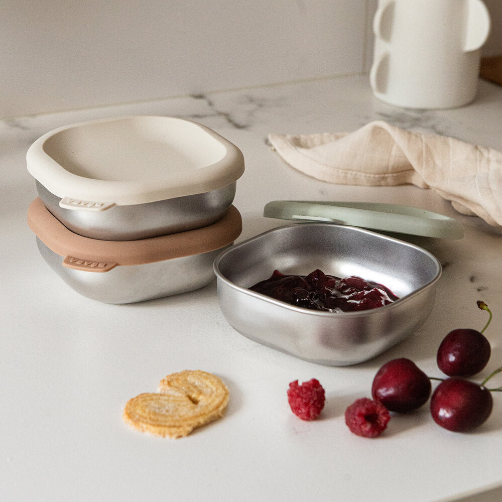 Stainless Steel Baby Bowls with Lid Set of 3, Microwave-Safe