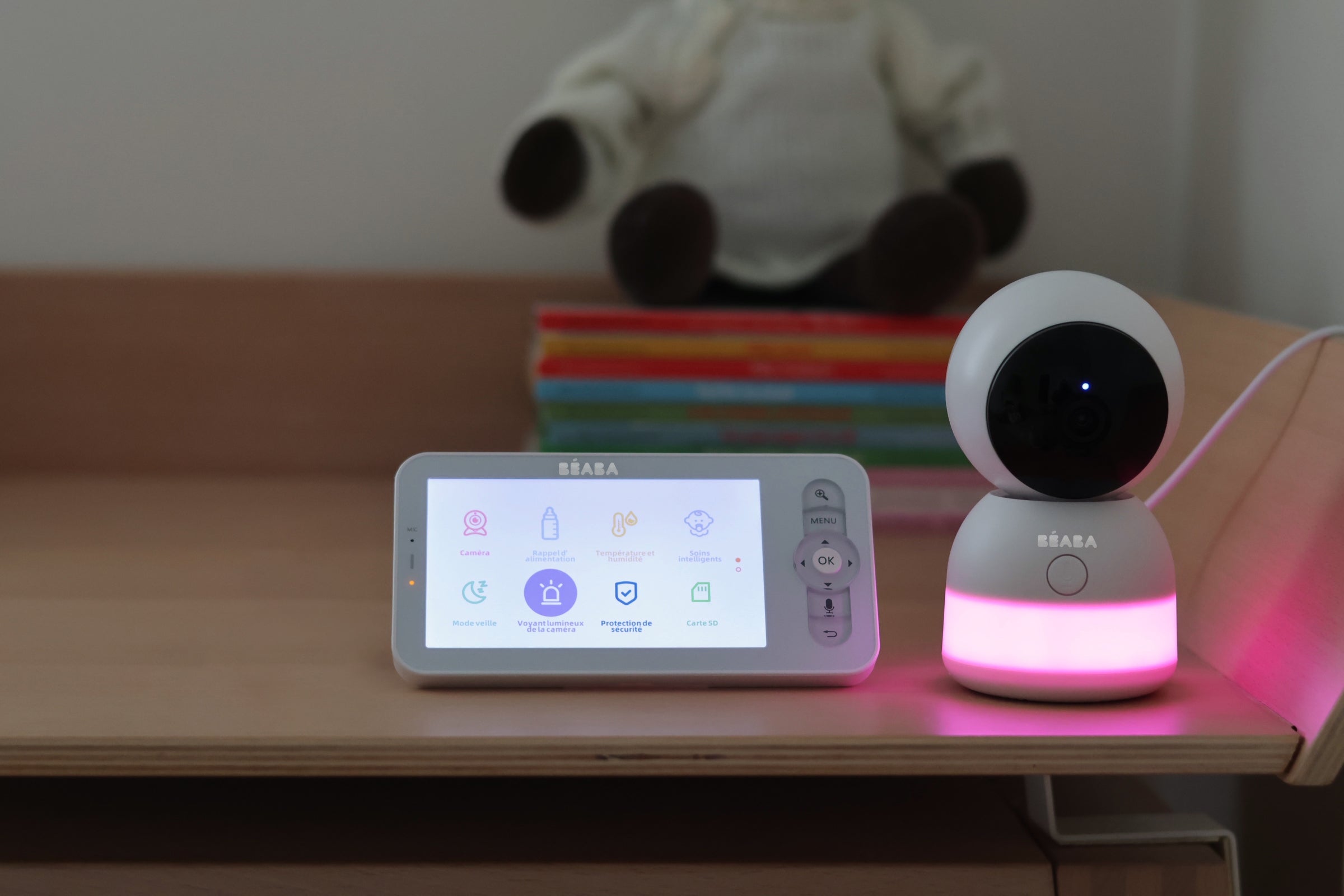三合一禪意夜燈 WiFi 嬰兒監視器 3MP 攝影機，5 吋 HD720P 顯示器