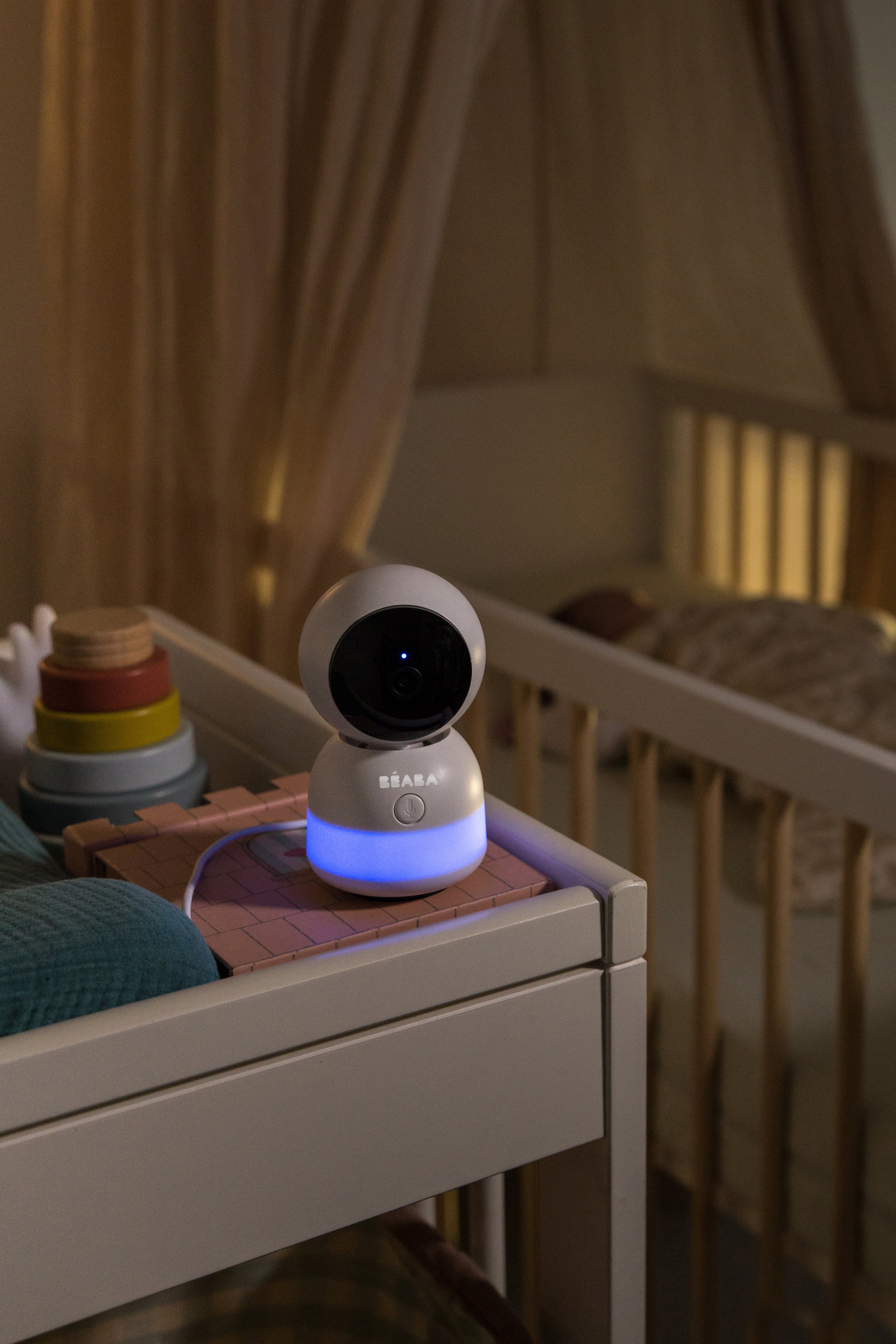 三合一禪意夜燈 WiFi 嬰兒監視器 3MP 攝影機，5 吋 HD720P 顯示器