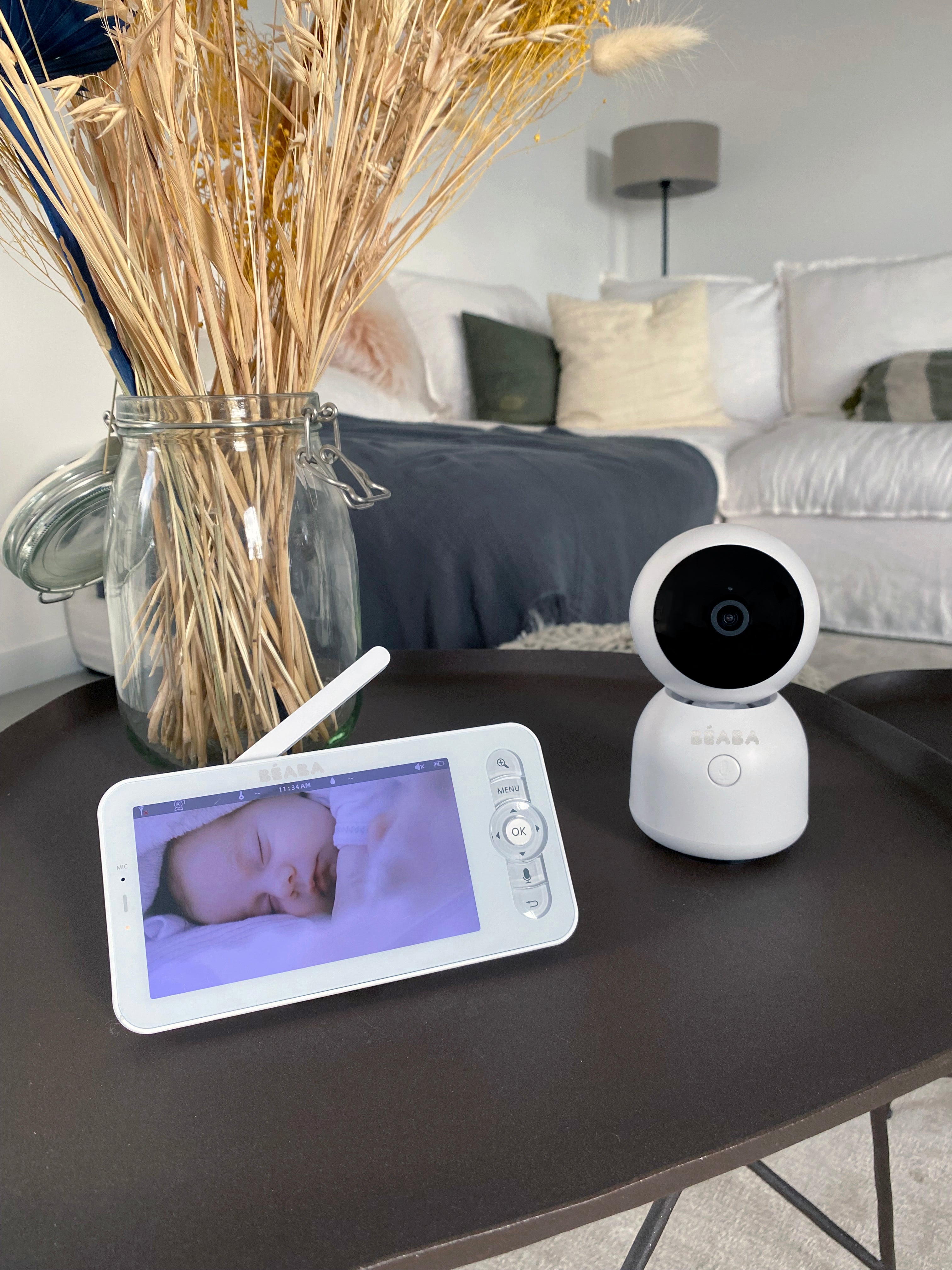 三合一禪意夜燈 WiFi 嬰兒監視器 3MP 攝影機，5 吋 HD720P 顯示器