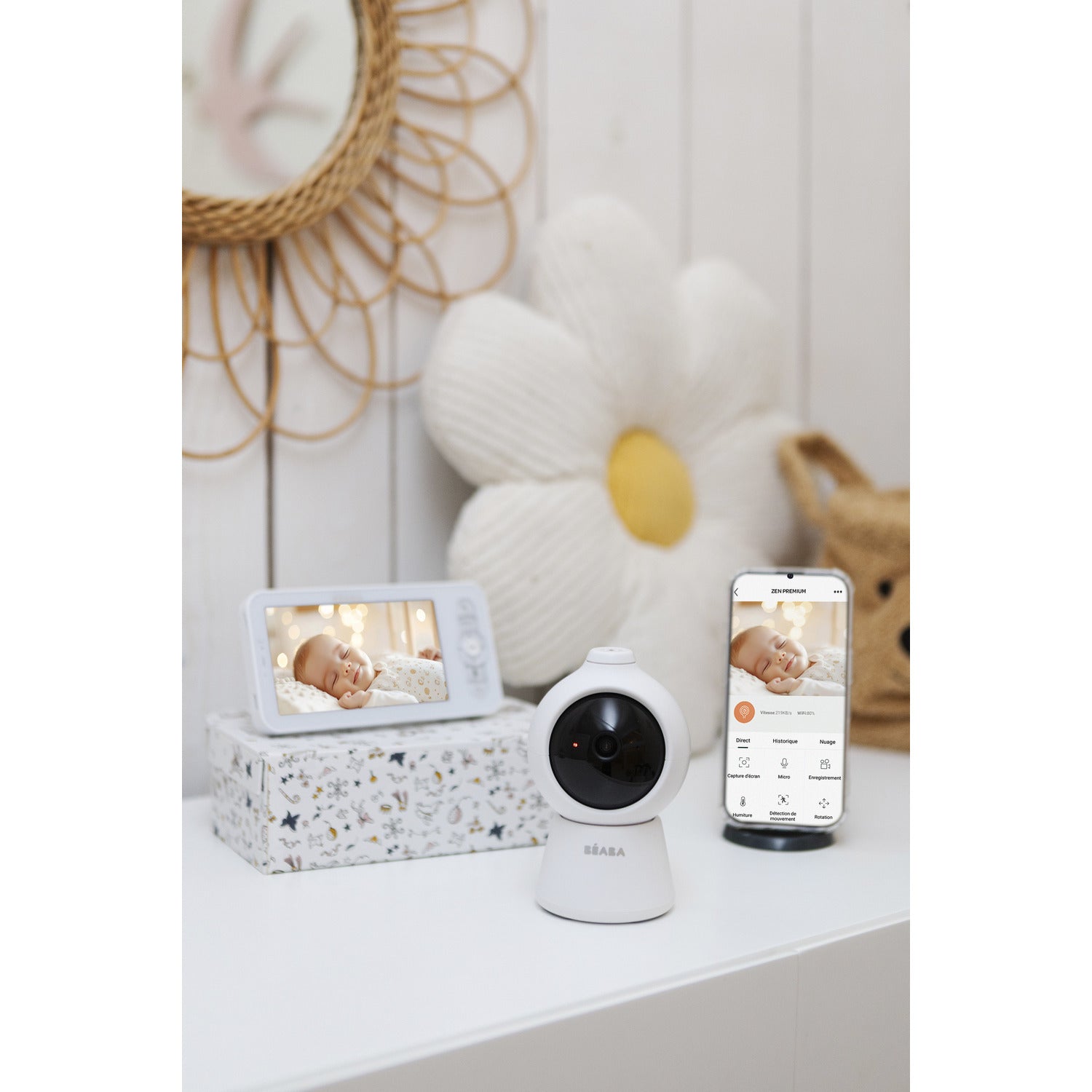 Zen Smart AI 智能嬰兒監視器 三合一 夜燈360° 雲台全景旋轉 Wifi QHD 4MP高清鏡頭 5吋720P高清屏幕