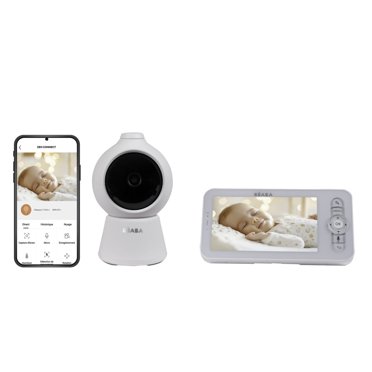 Zen Smart AI 智能嬰兒監視器 三合一 夜燈360° 雲台全景旋轉 Wifi QHD 4MP高清鏡頭 5吋720P高清屏幕